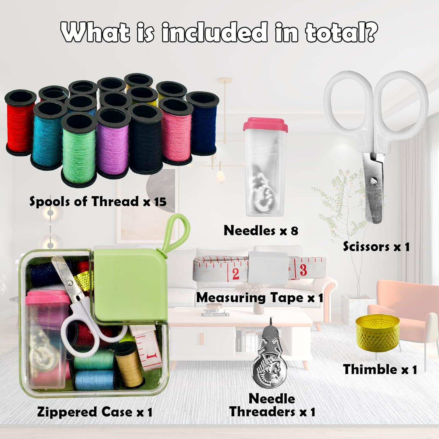 Kit de Costura Portátil Welldone Rosa - Todo en Uno para Viajes