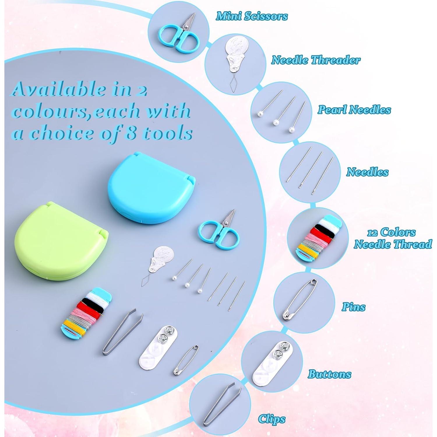 Kit de Costura de Viaje AHQiZFX 20 Piezas Azul Verde