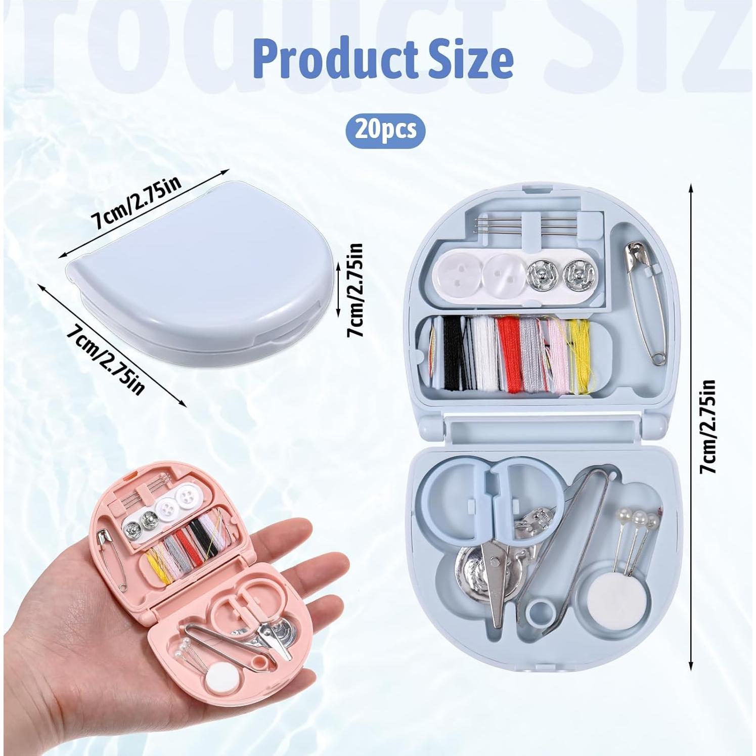 Kit de Costura de Viaje EupHHonycs 20 Piezas Rosa y Azul