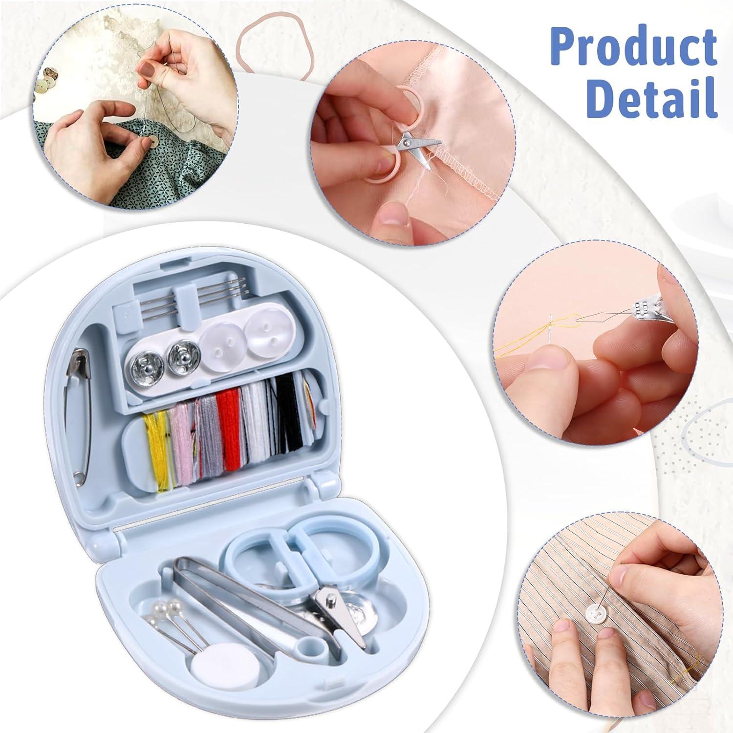 Kit de Costura de Viaje EupHHonycs 20 Piezas Rosa y Azul