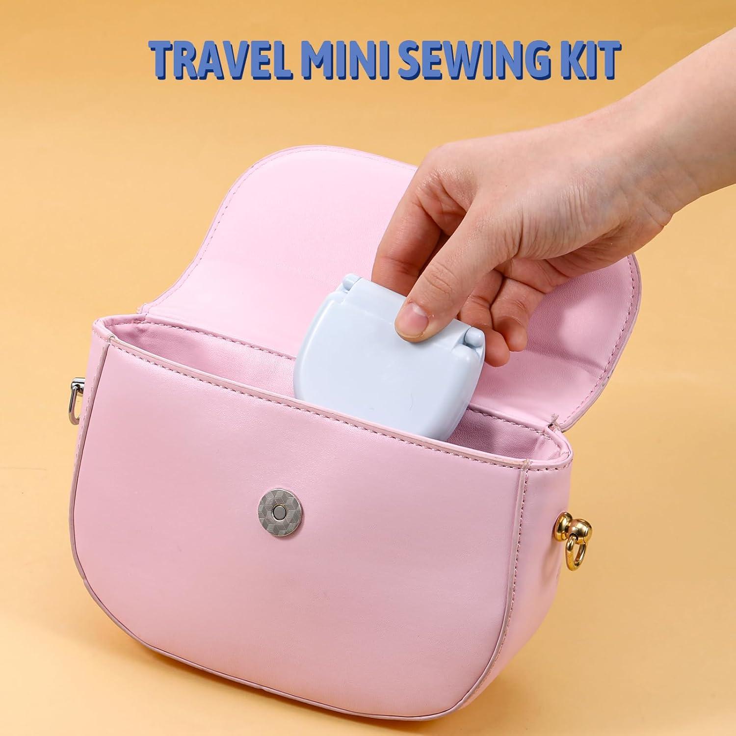 Kit de Costura de Viaje EupHHonycs 20 Piezas Rosa y Azul