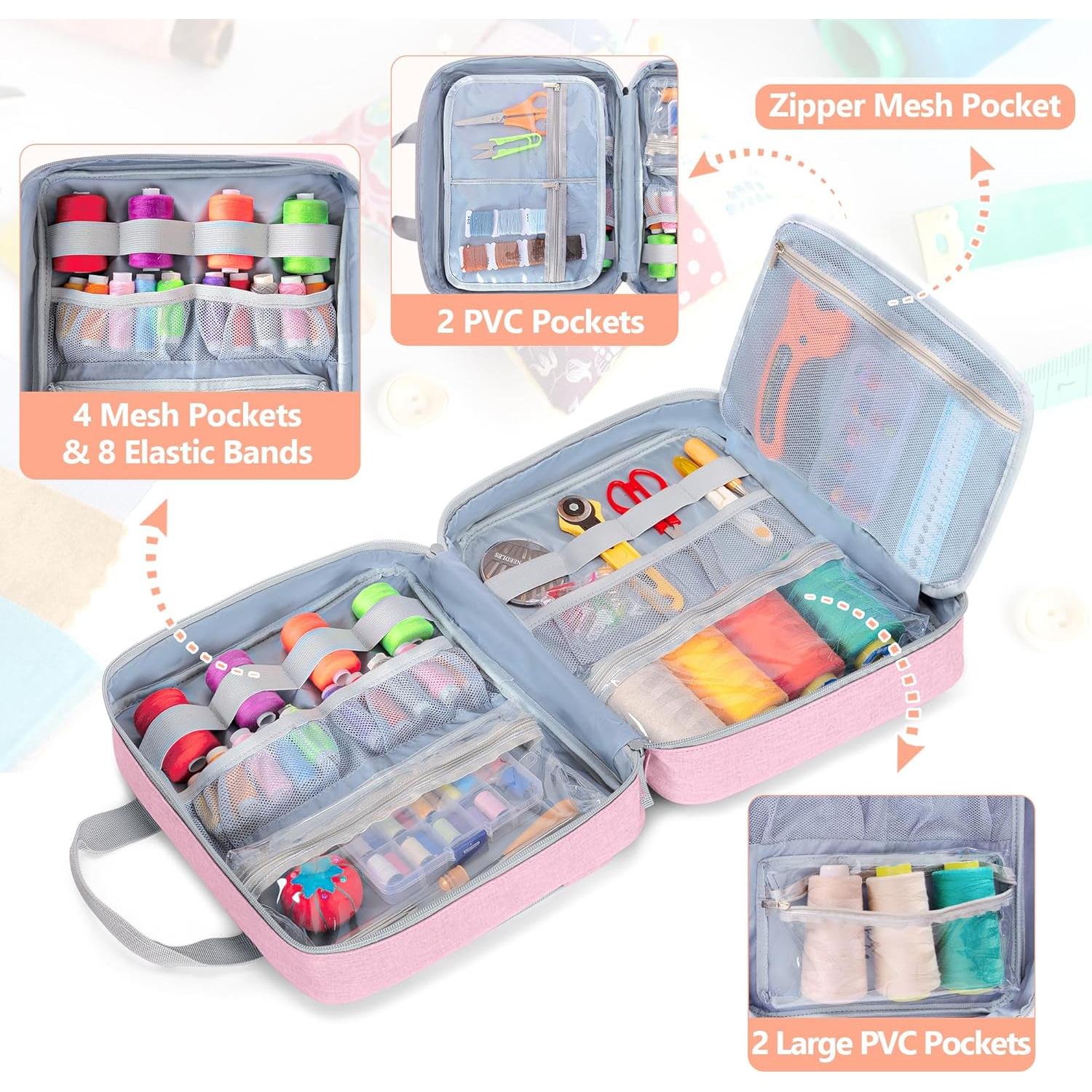 Organizador de Costura LUXJA Rosa con Bolsillos Versátiles