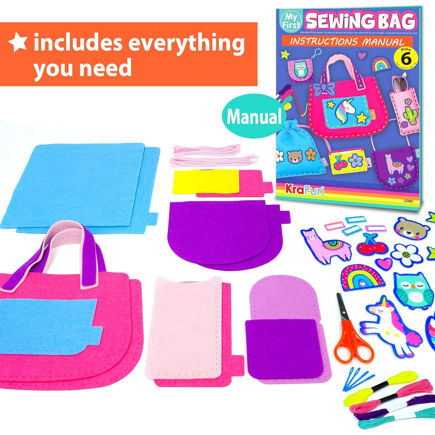 KRAFUN Kit de Costura para Niños 6 Proyectos Animales 5+ Años