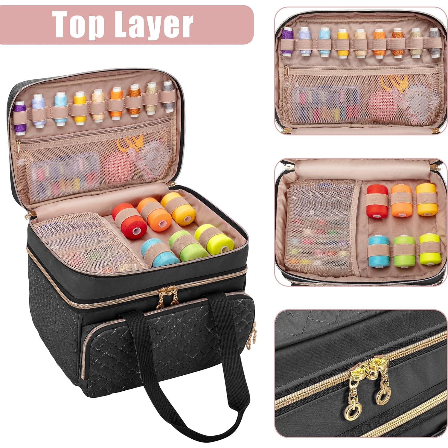 Organizador de Costura YARWO Doble Capa 30x20x25cm Negro