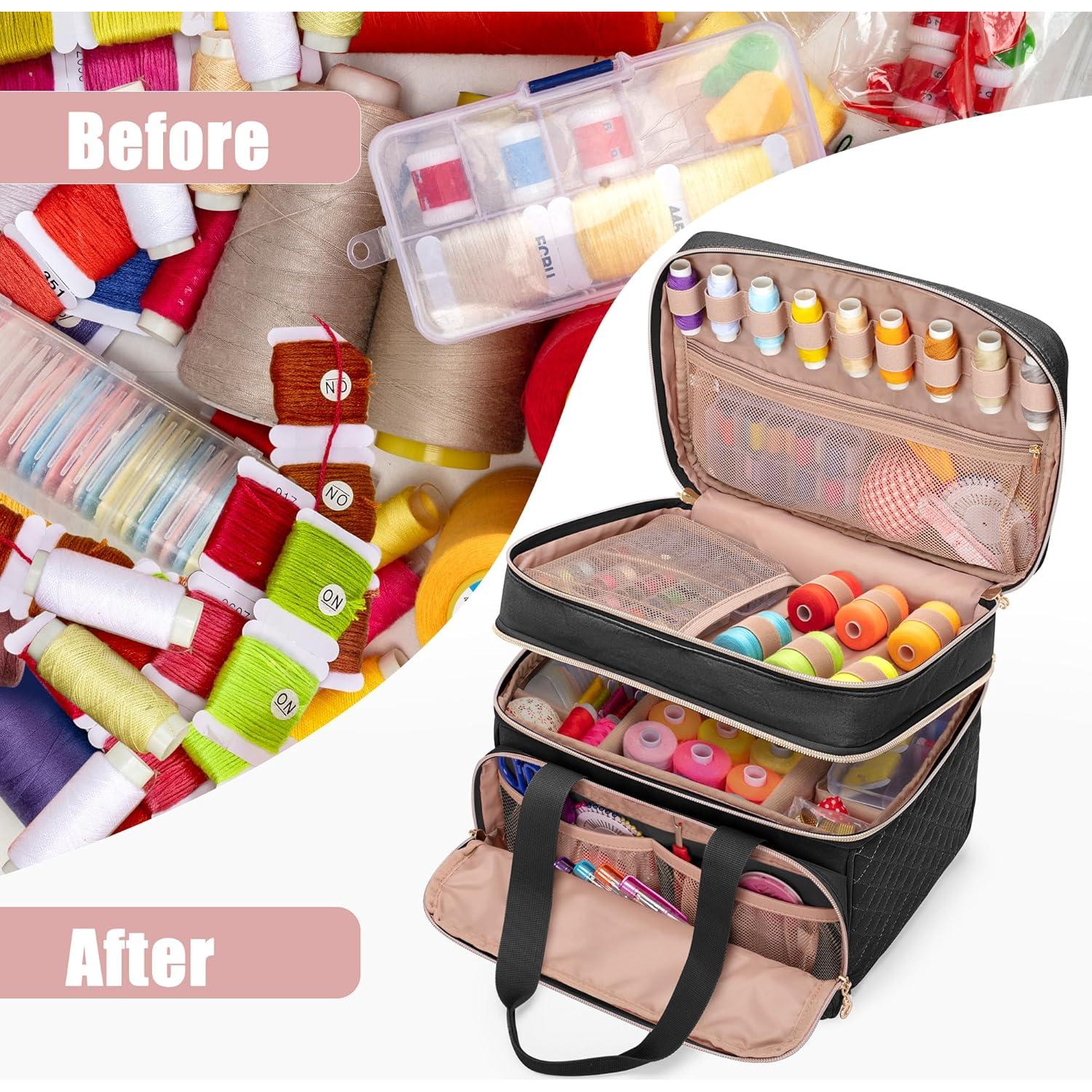 Organizador de Costura YARWO Doble Capa 30x20x25cm Negro