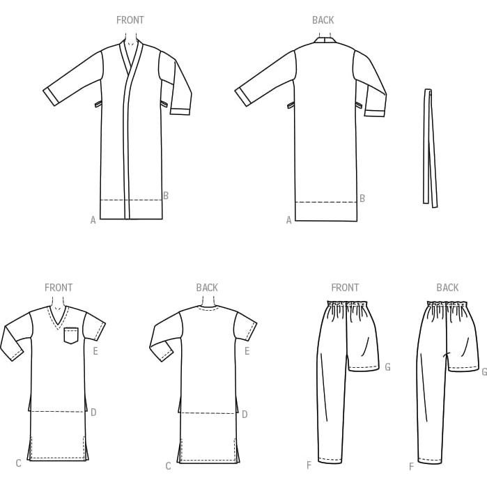 Kit de Patrón de Costura McCall's M8443 para Hombre - Bata, Camisón y Pantalones
