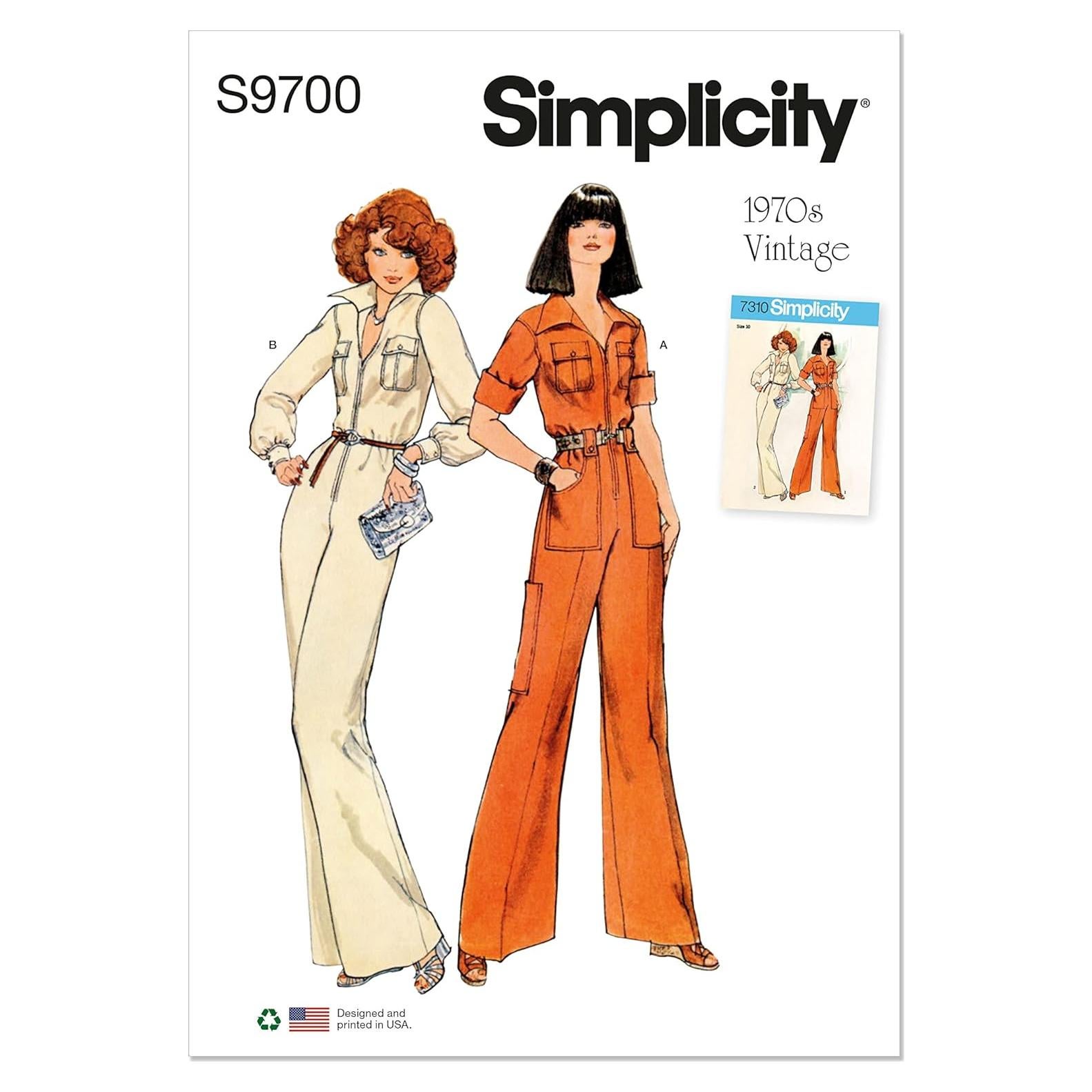 Kit de Patrón de Costura Mono Vintage Simplicity Tallas 8-16