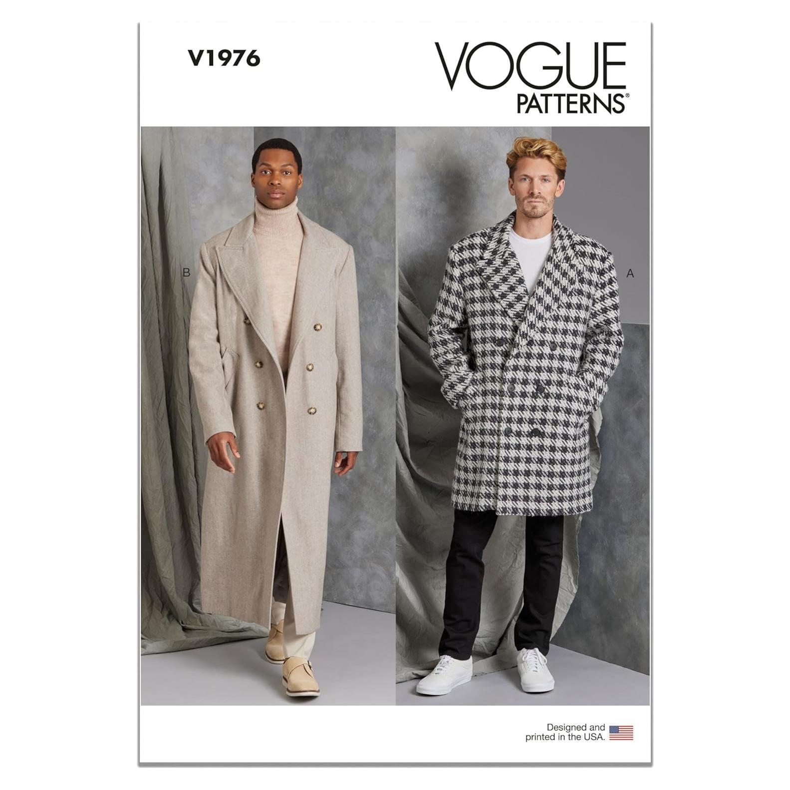 Patrón de Costura Vogue V1976 para Abrigo Forrado Hombre 34-42