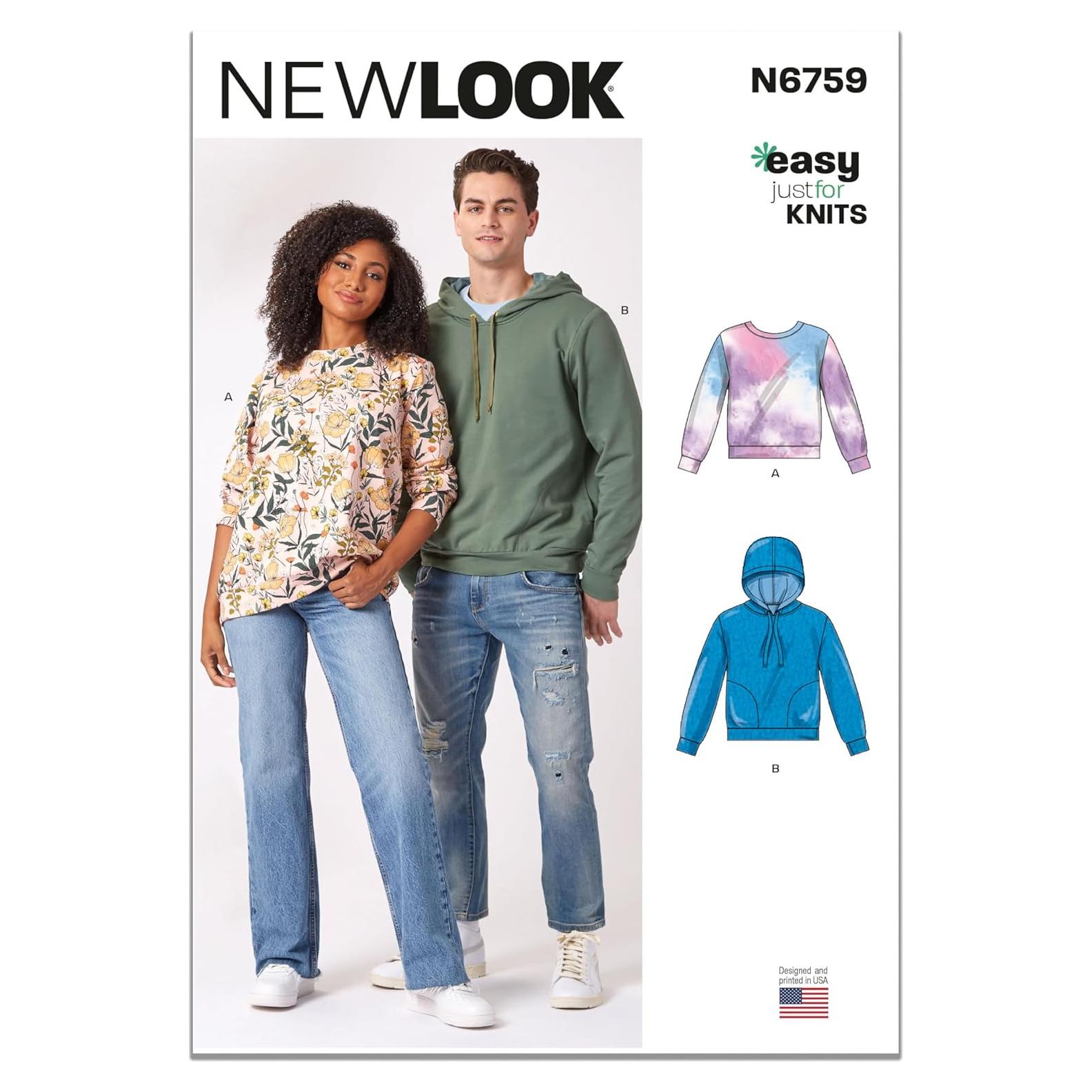 Patrón de Costura Sudadera Nuevo Look N6759 Tallas S-XXL