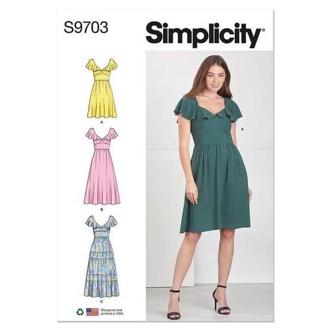 Kit de Patrones de Costura Simplicity S9703 para Vestidos V