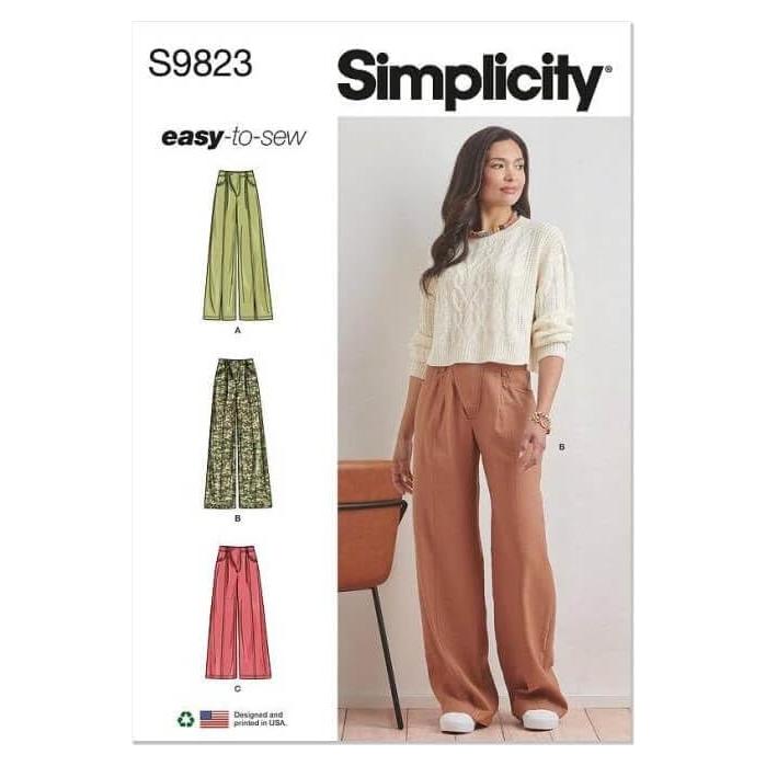 Patrón de Costura Simplicity S9823 para Pantalones Mujeres 16-24