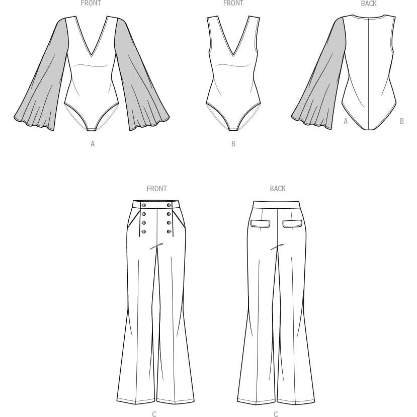 Patrones de Costura McCall's ME2043 para Bodysuits y Pantalones