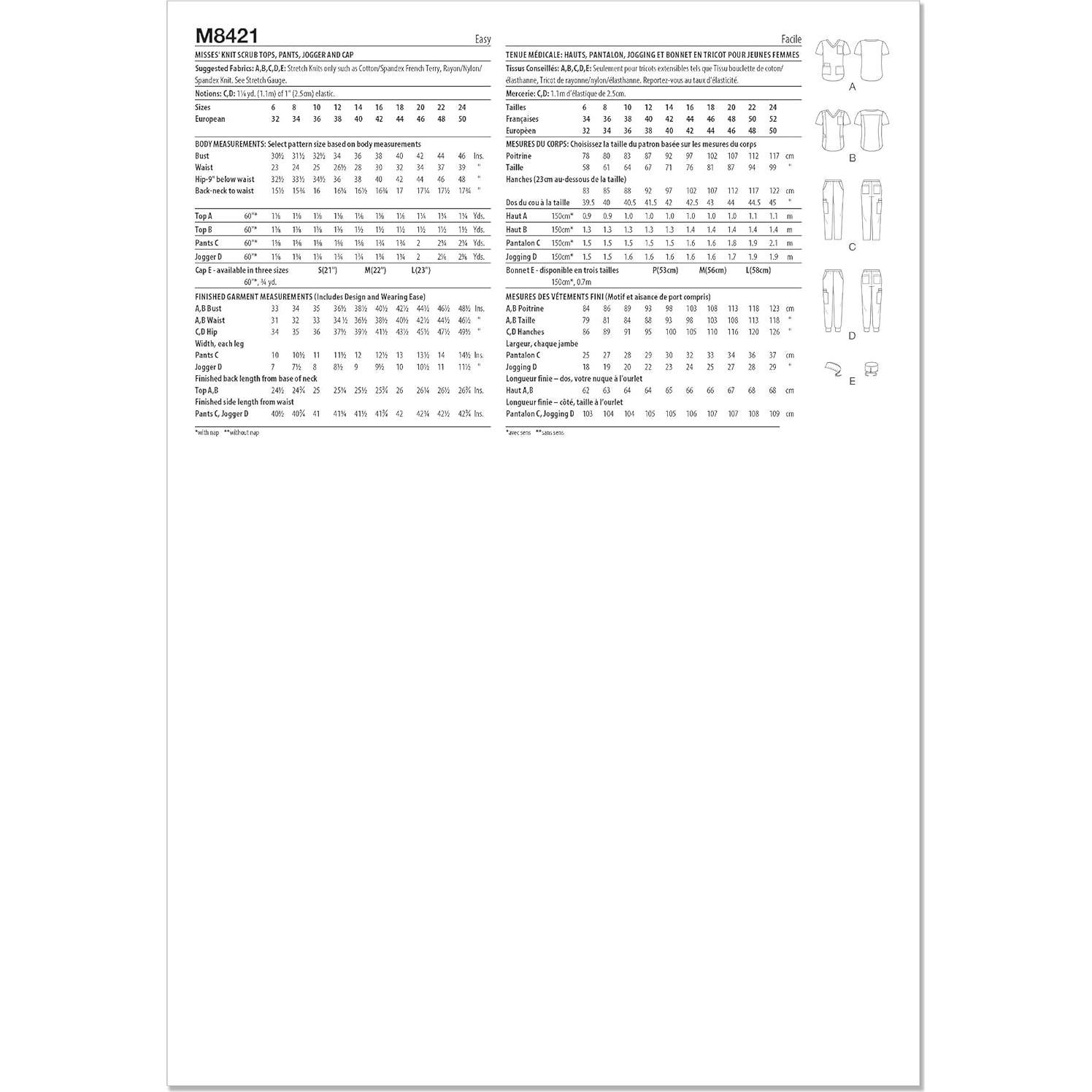 Kit de Patrón de Costura McCall's M8421 para Damas 6-14