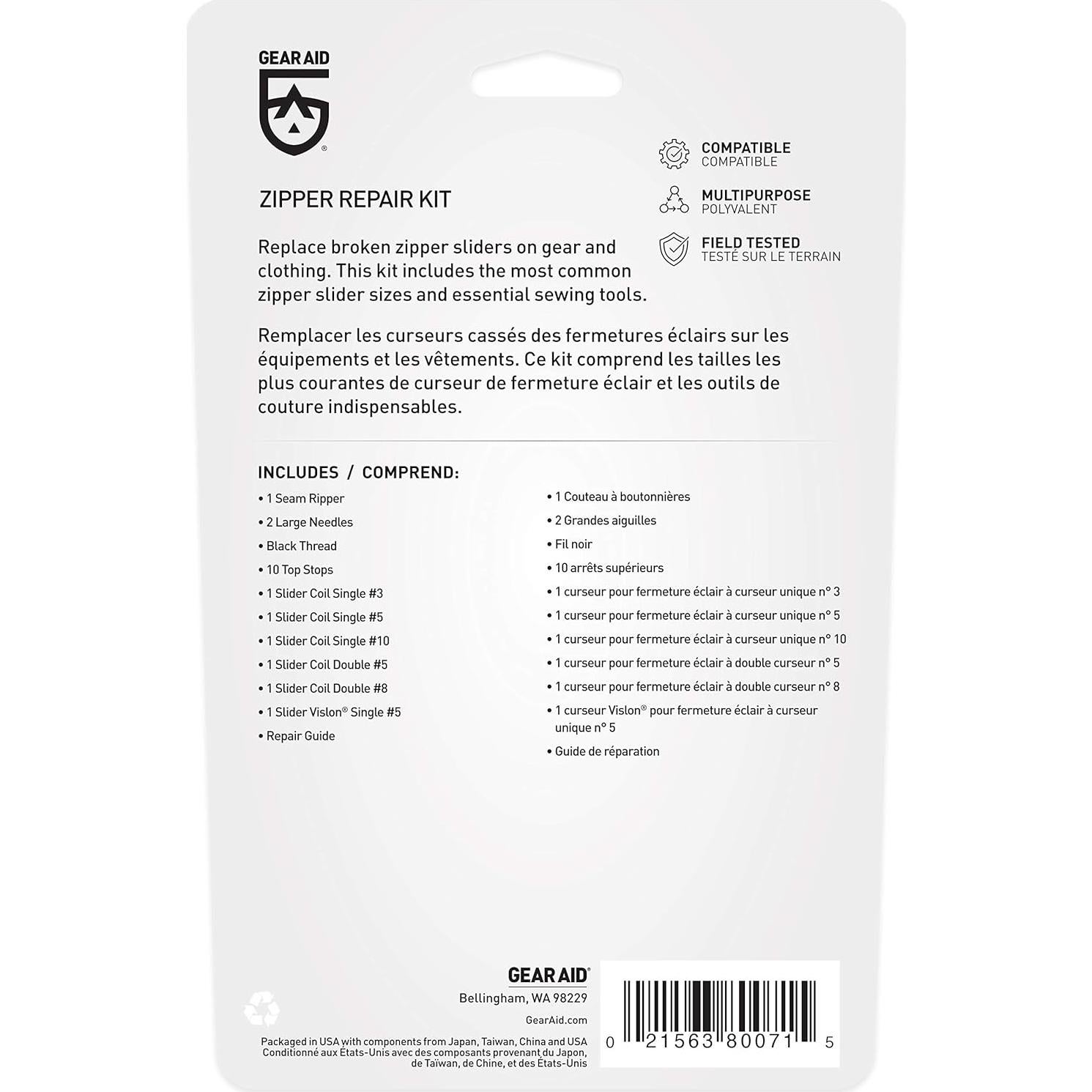 Kit de Reparación de Cremallera GEAR AID 20 Piezas Universal