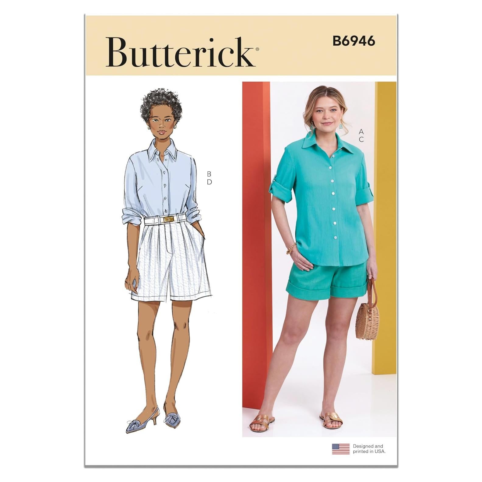 Patrón de Costura Butterick B6946 para Camisas y Pantalones Cortos