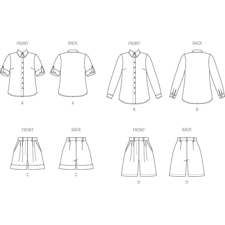 Patrón de Costura Butterick B6946 para Camisas y Pantalones Cortos