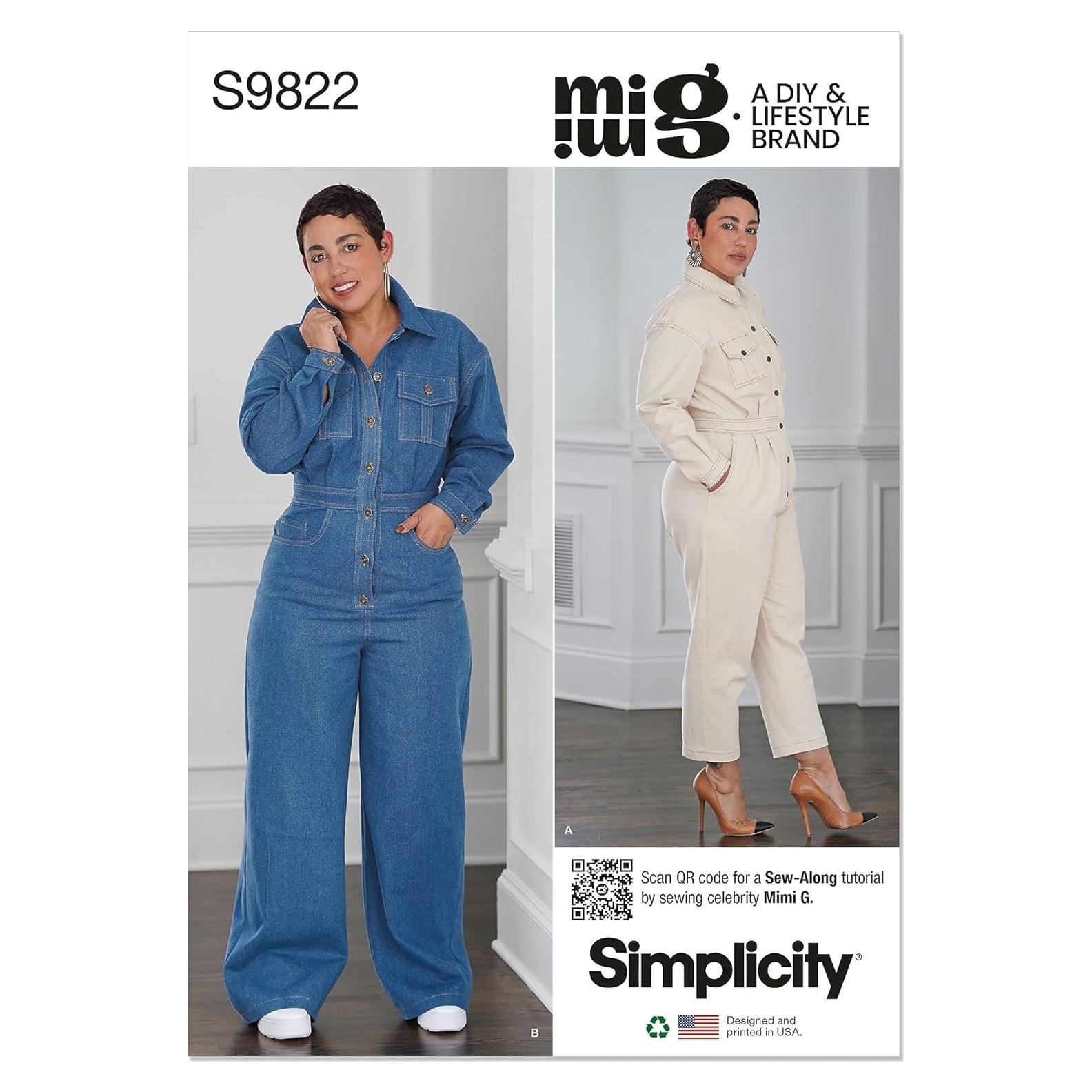 Patrón de Costura Mono Mujer Simplicidad S9822 Tallas 18-26