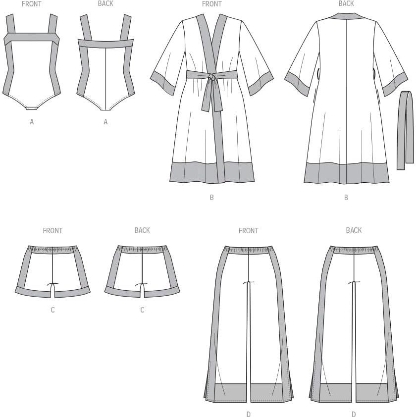 Kit de Patrón de Costura McCall's M8412 para Bodysuit y Pantalones Mujer 20W-28W