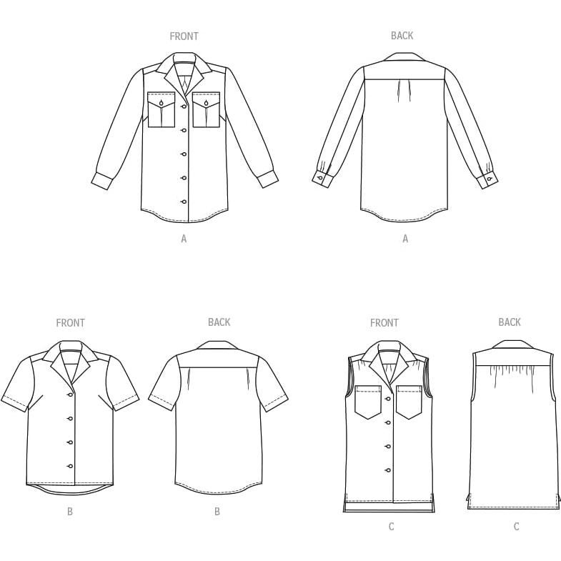 Patrón de Camisas Ajustadas Butterick B6924 Tallas 8-16