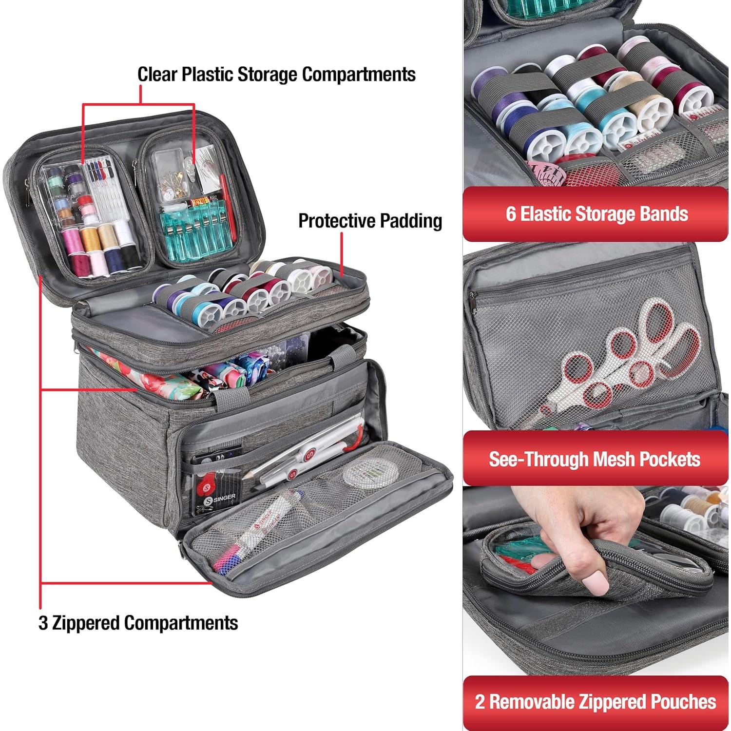 Organizador de Costura SINGER Bolsa Portátil Gris 31.1x22.9cm