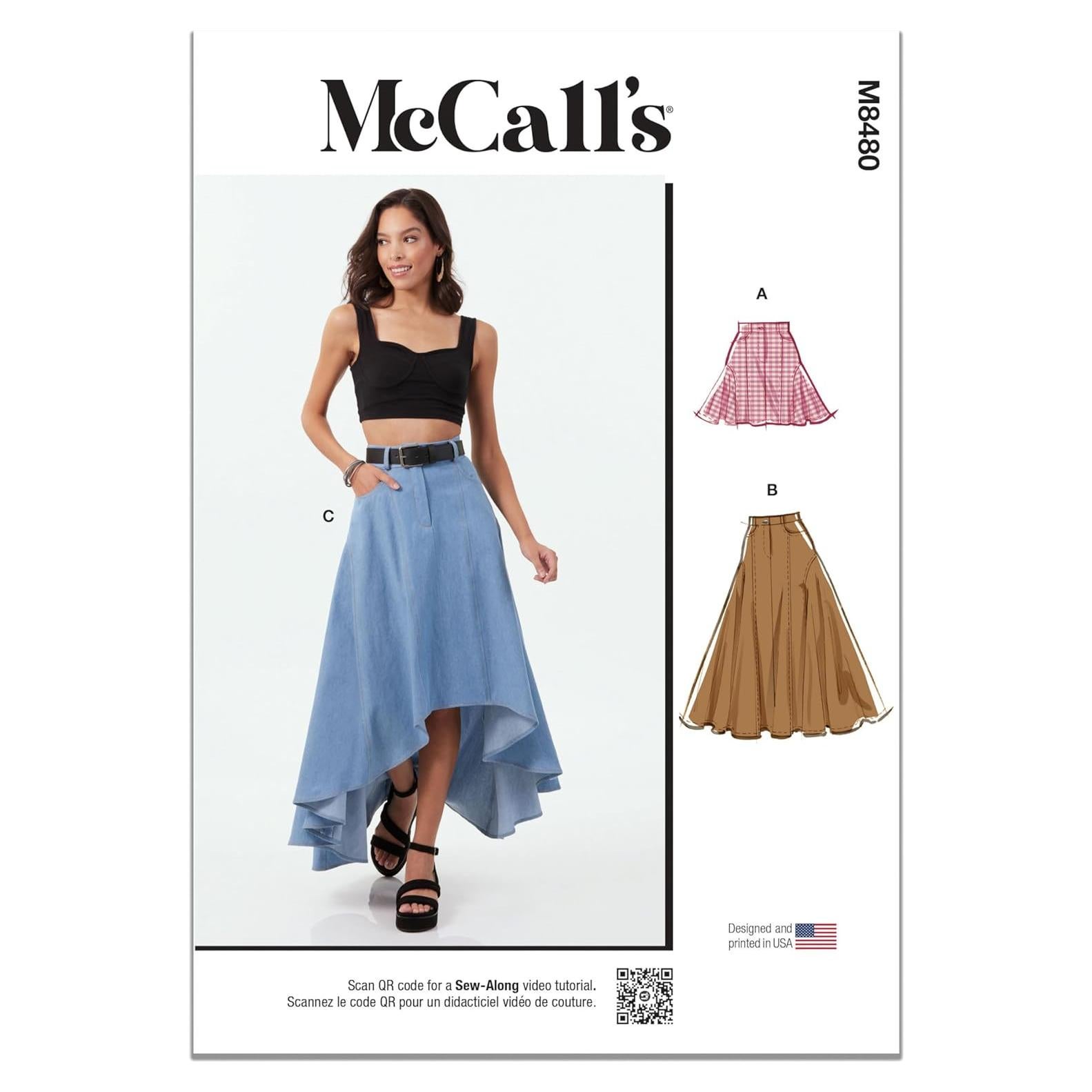 Patrón de Costura McCall's M8480 para Falda Dama Tallas 8-16