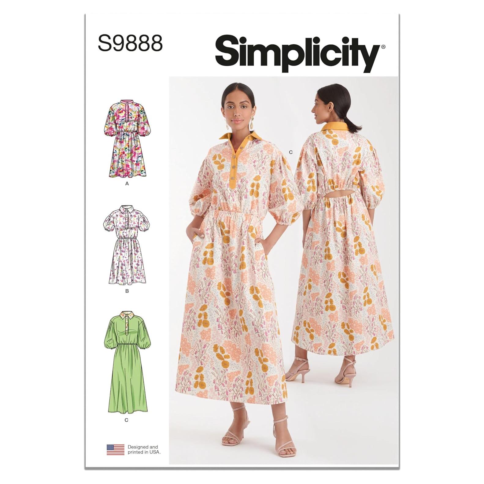 Patrón de Costura Vestido Camisa Simplicity S9888 Tallas 6-14