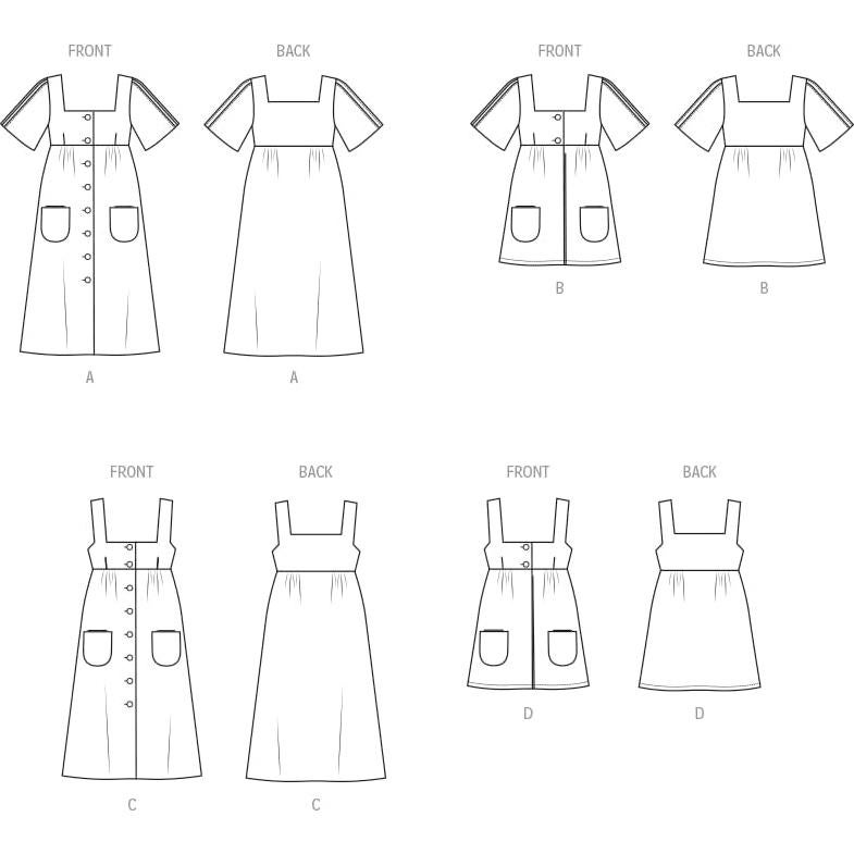 Patrón de Costura Vintage McCall's M8570 - Vestido, Mono y Top 6-14