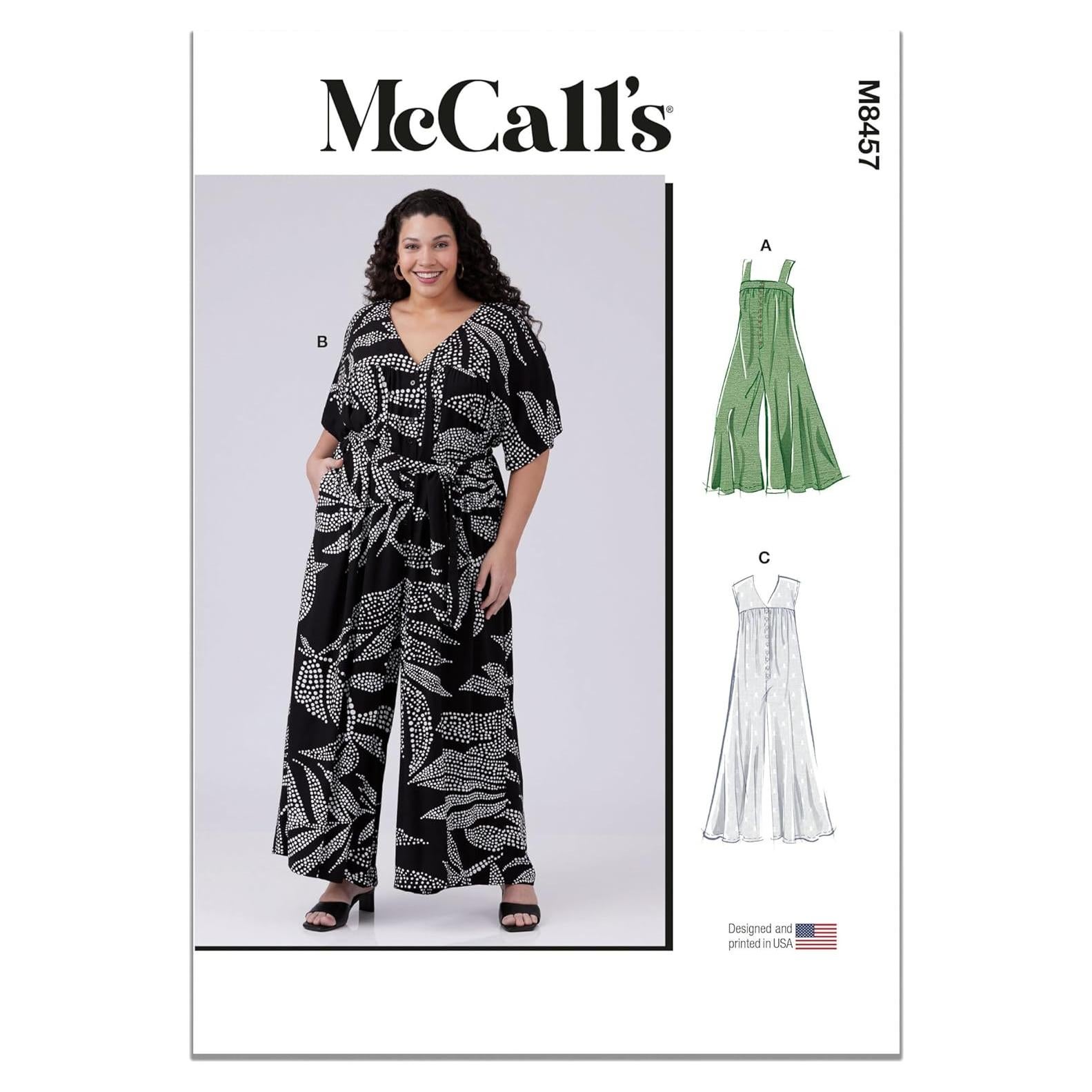 Patrón de costura McCall's M8457 mono suelto S-XXL