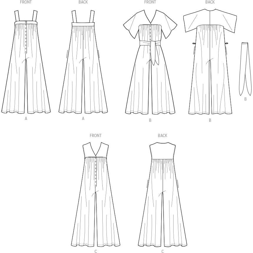 Patrón de costura McCall's M8457 mono suelto S-XXL