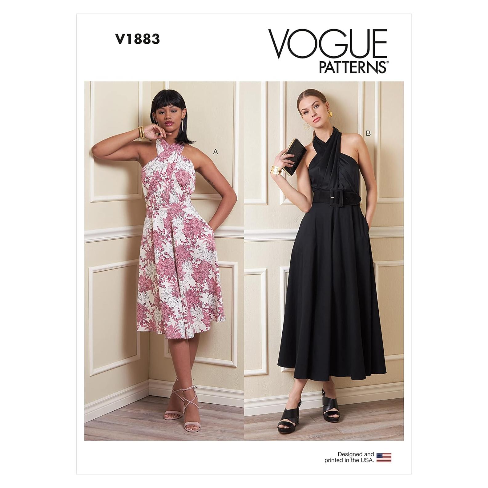 Patrón de Costura Vogue Vestido Halter Criss-Cross Tallas 14-22