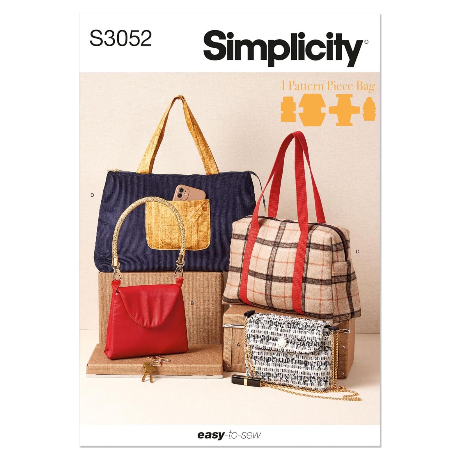 Patrón de Costura Simplicidad SS3052OS para Bolsas Multicolor