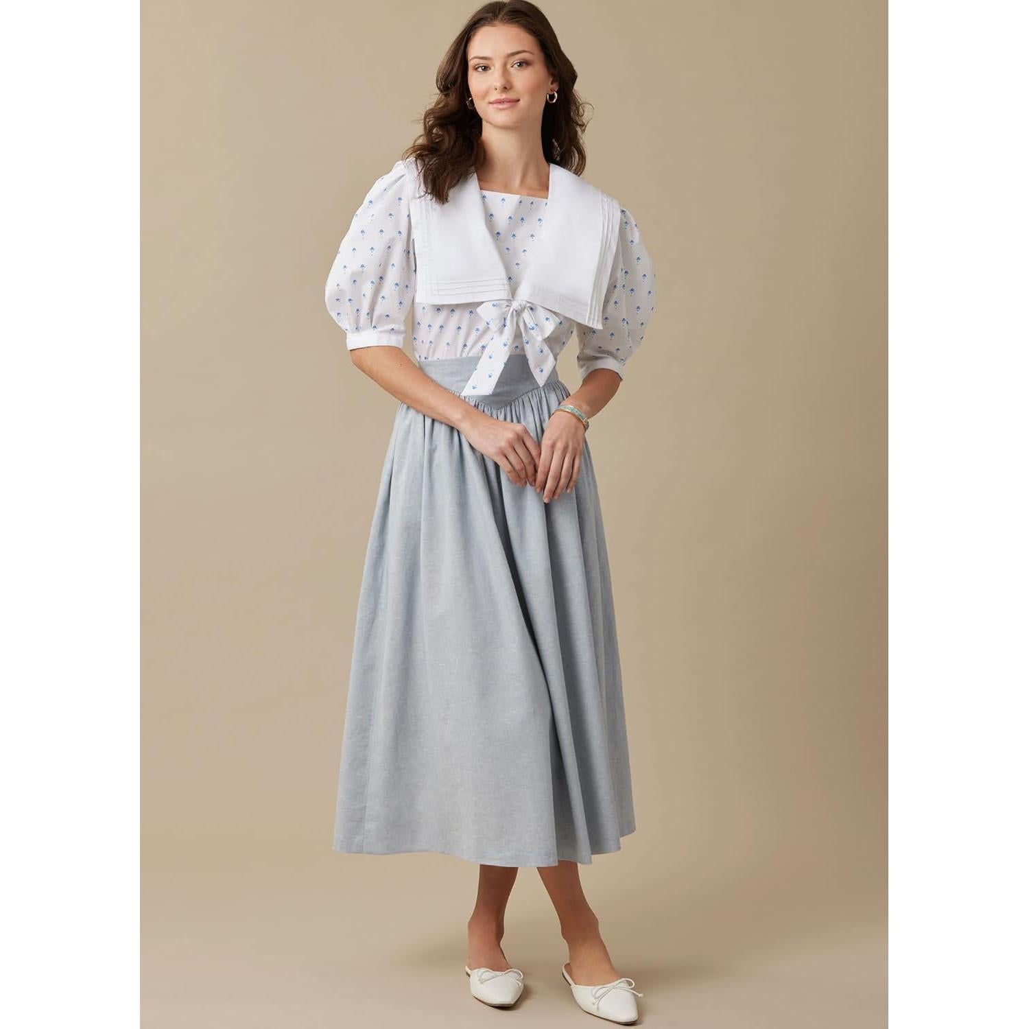 Patrón de Costura Vintage McCall's M8540 Top y Falda 80s