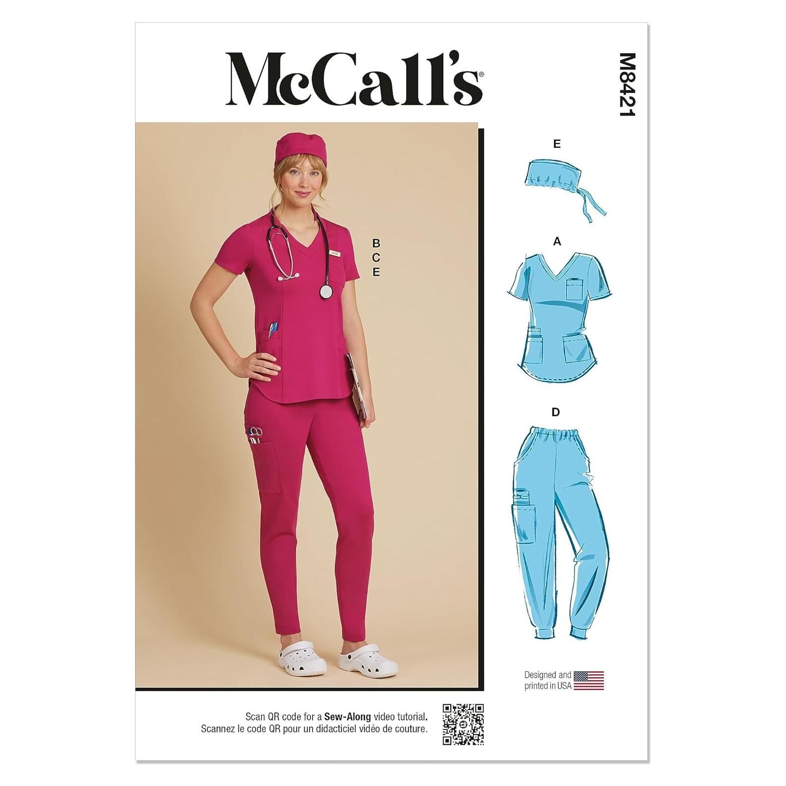 Kit de Patrón de Costura McCall M8421 para Tops y Pantalones Dama 16-24