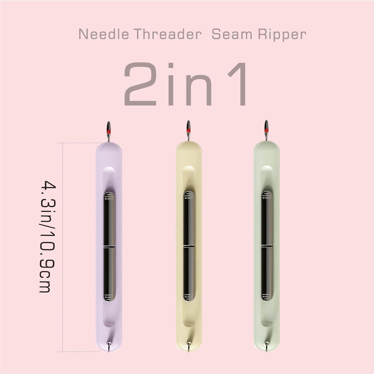 2 in 1 Needle Threader Seam Ripper, Upgraded Needle Threader and Seam Ripper,Quilting Supplies Sewing Kit,Quick Sewing Machine Loop Needle Threaders (1P-Purple)