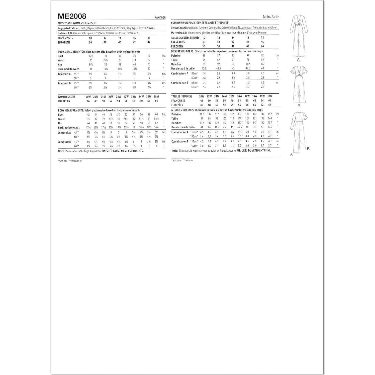 Kit de Patrón de Costura Conóceme McCall's ME2008 Tallas 20W-28W