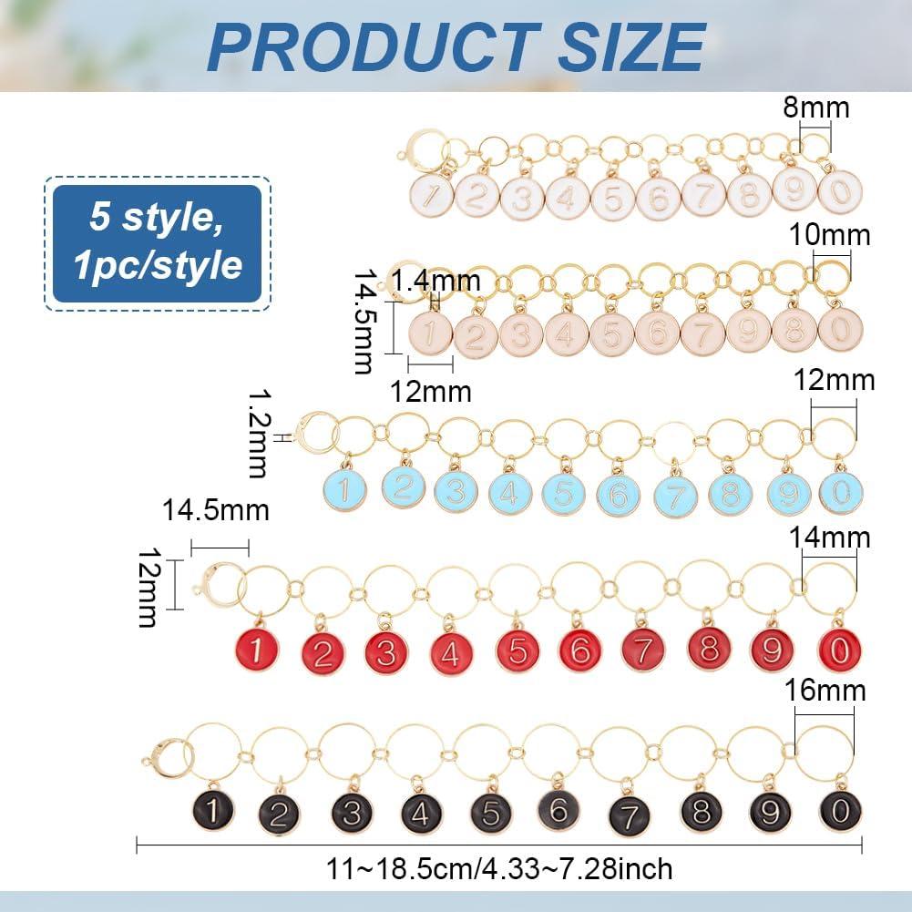 Marcadores de Puntos de Tejer BENECREAT 5 Pcs 0-9 Esmalte