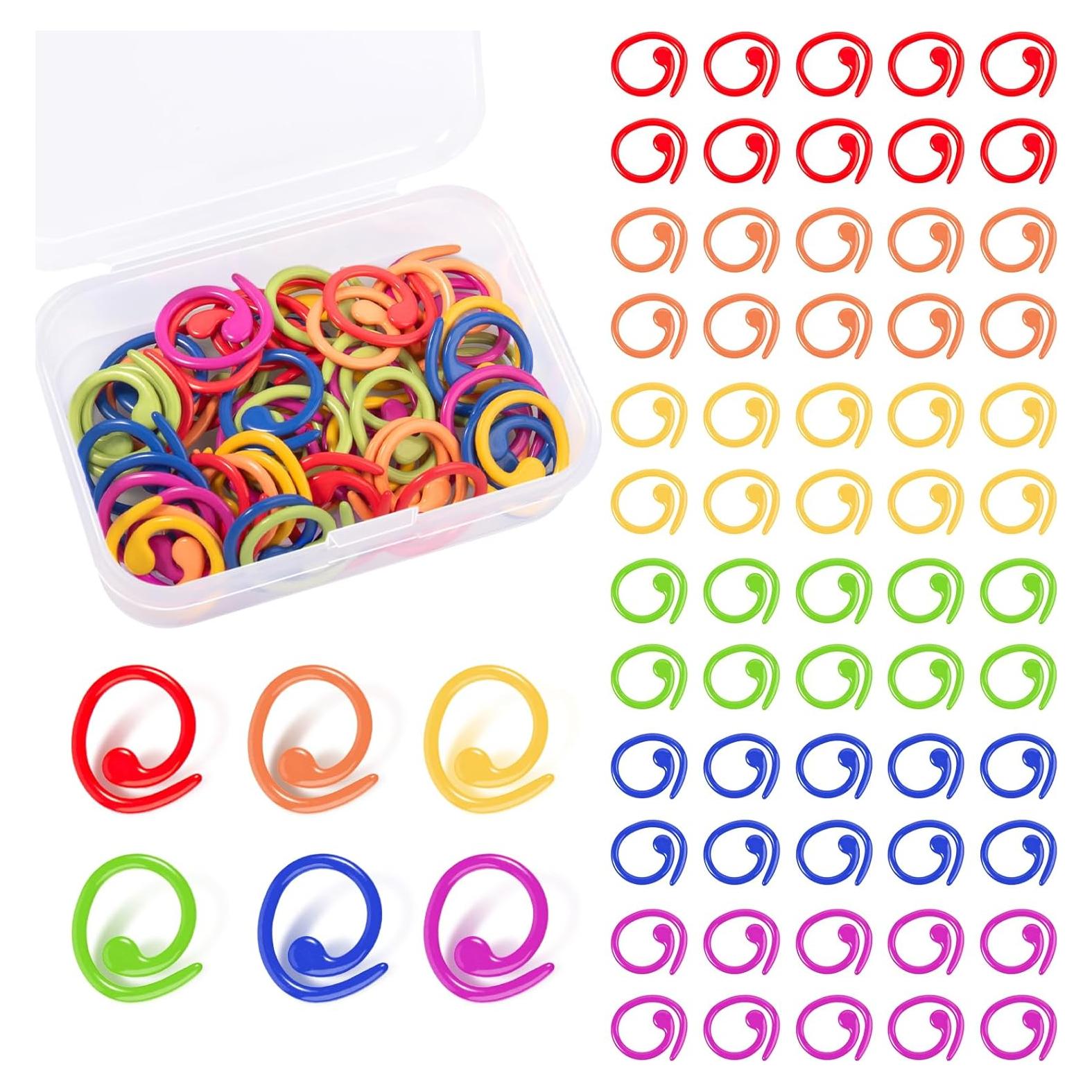 OKAMMY 60 Marcadores de Puntos de Ganchillo Multicolor con Caja