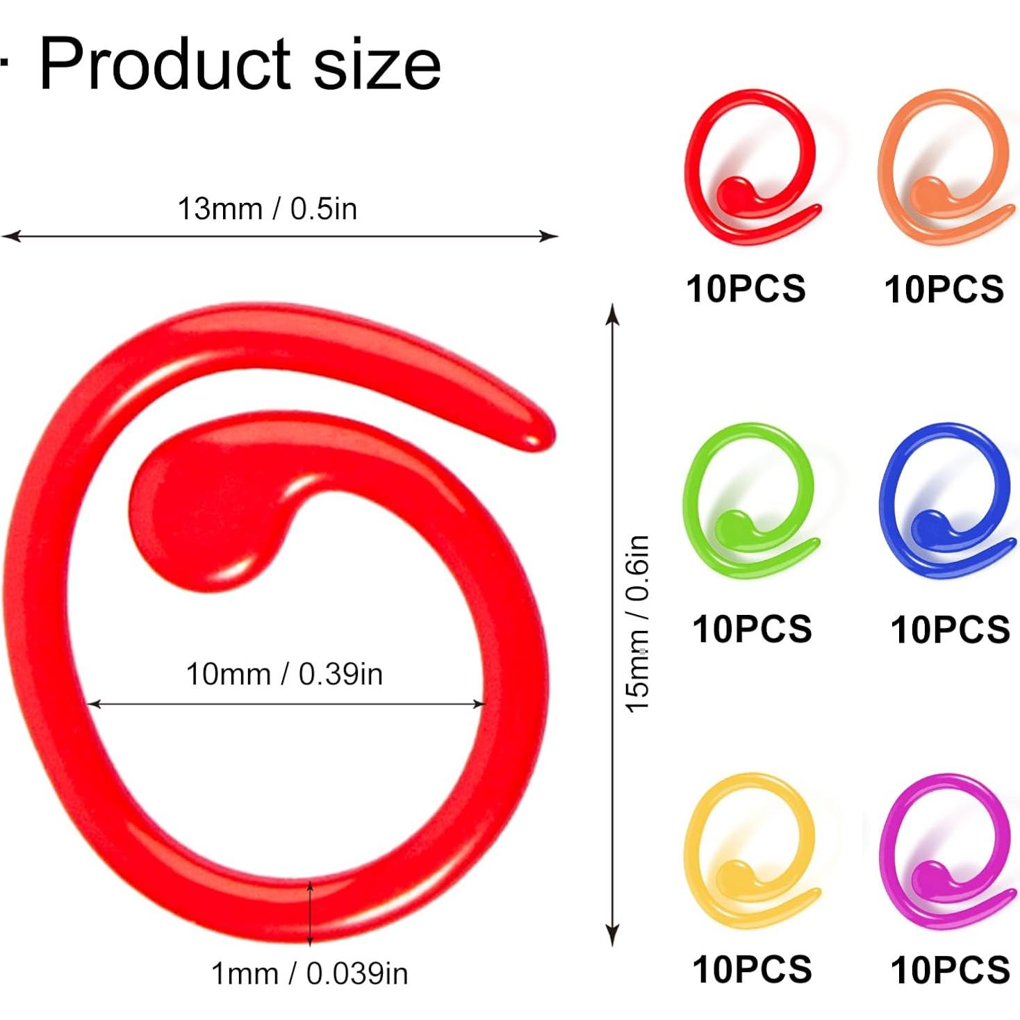 OKAMMY 60 Marcadores de Puntos de Ganchillo Multicolor con Caja