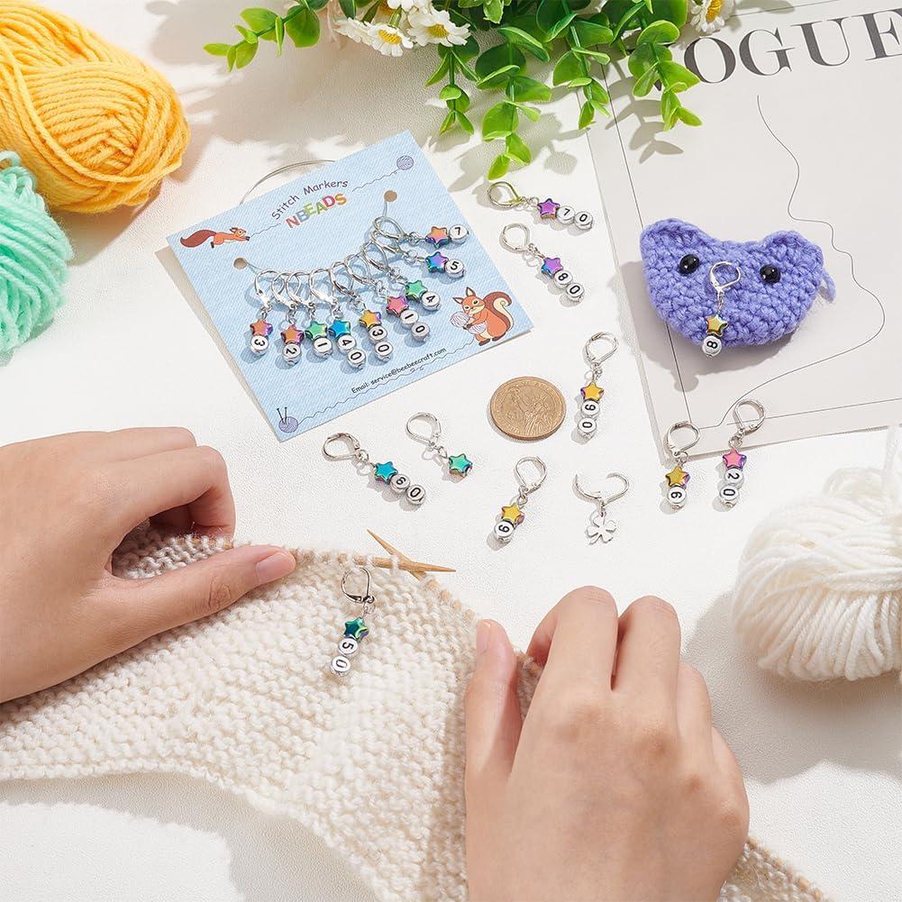 Marcadores de Puntos NBEADS 40 Pcs para Tejer y Ganchillo