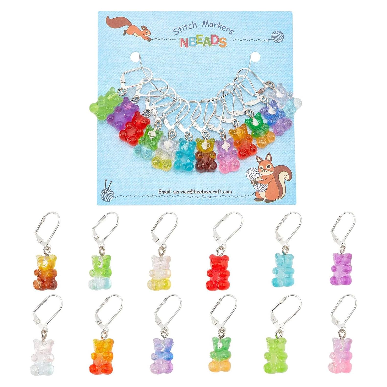 NBEADS 12 Marcadores de Puntos de Oso - Resina Colorida