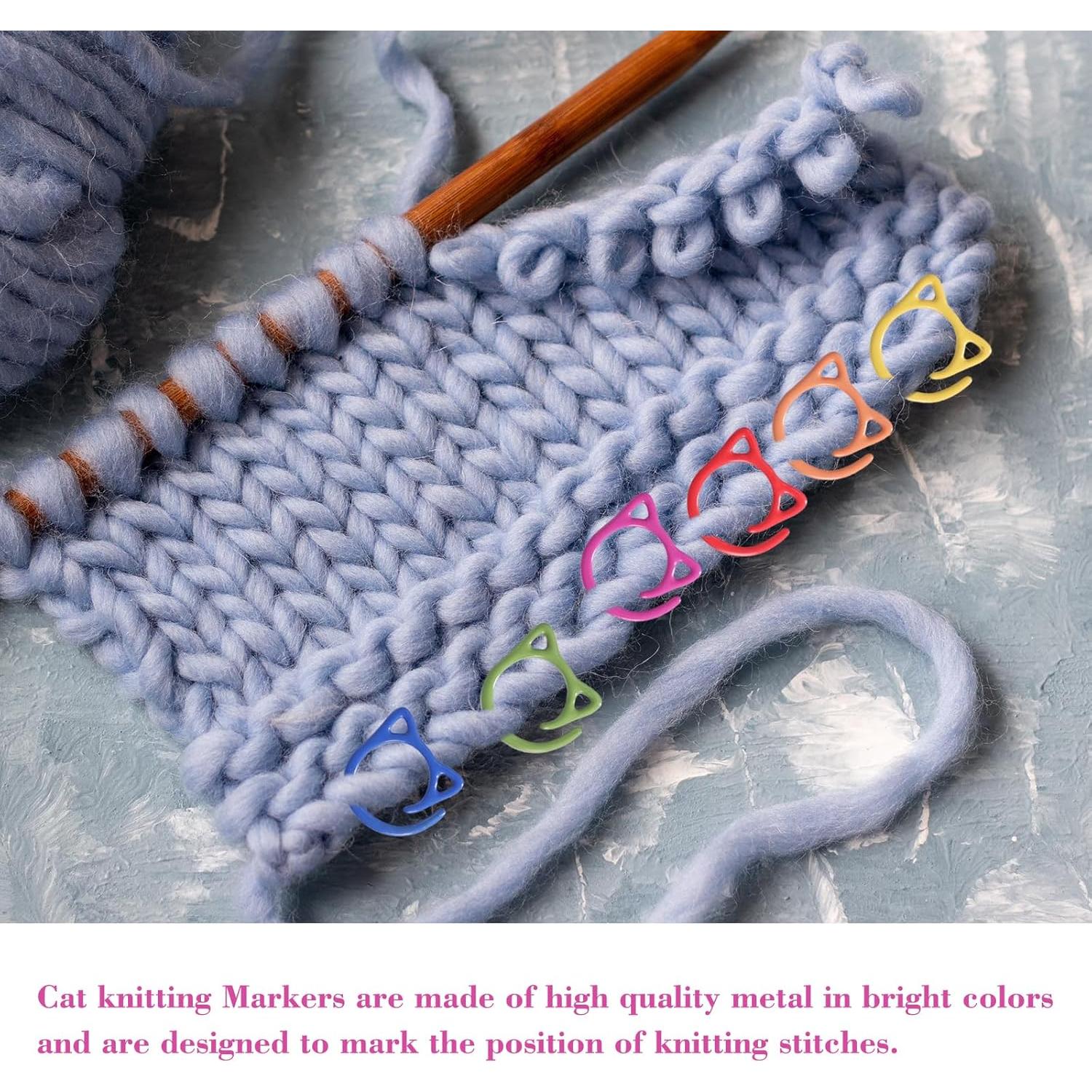 48 Marcadores de Puntos de Metal para Tejer PKRFCJ - Mini Gato