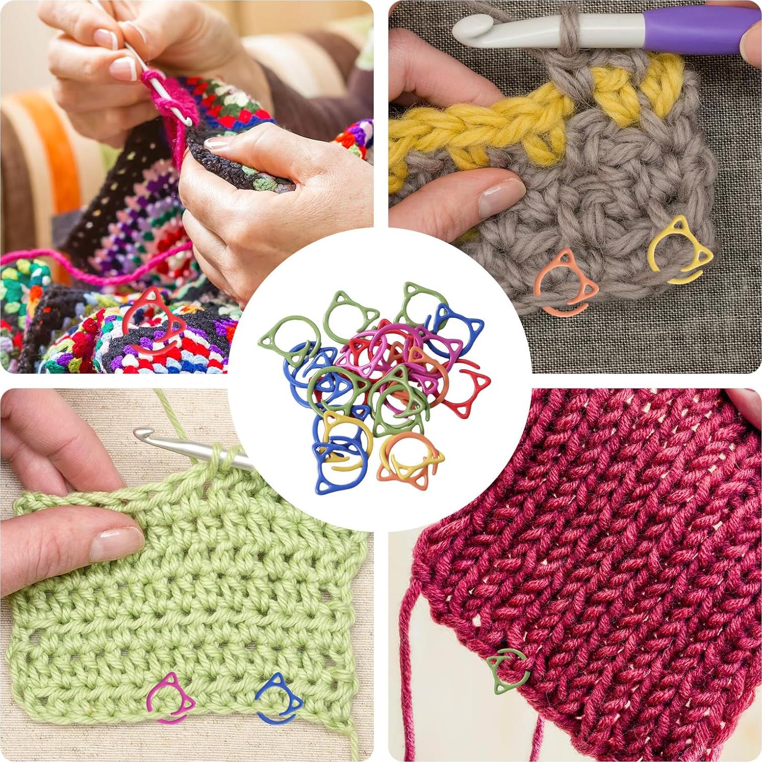 48 Marcadores de Puntos de Metal para Tejer PKRFCJ - Mini Gato