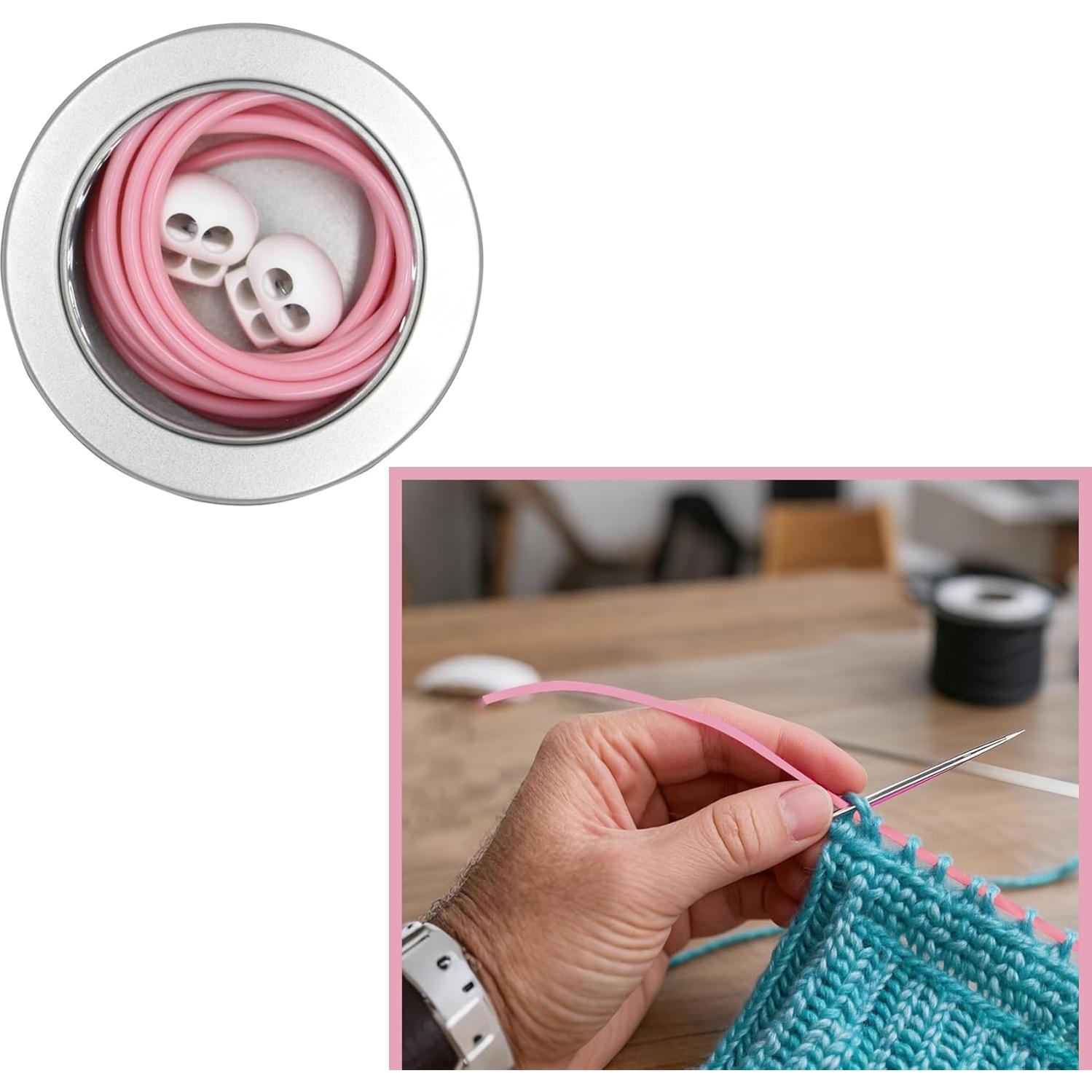 Soporte de Puntos de Tejido MeyaGo PVC con Tapones y Lata