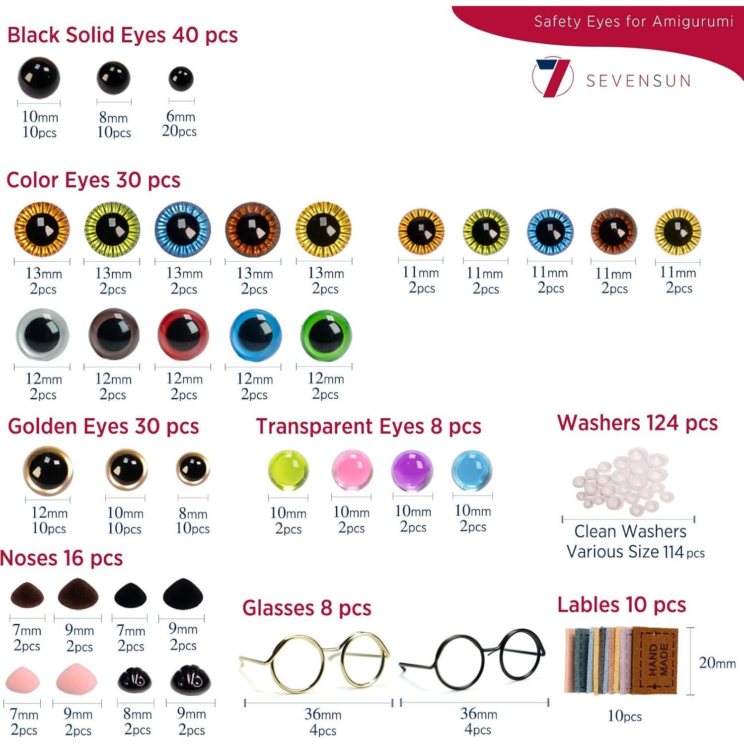 Set de Ojos de Seguridad SEVENSUN 266 Piezas para Amigurumi