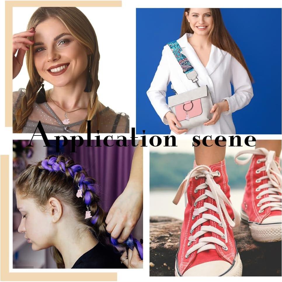 PLIGREAT 12 Pcs Cute Luminous Pink Pig Charms Crochet Locking Stitch Markers Set Knitting Stitch Counter DIY Earrings Bracelet Necklace Crafts Pendant Jewelry Making Accessories Gift for Grandma Moms