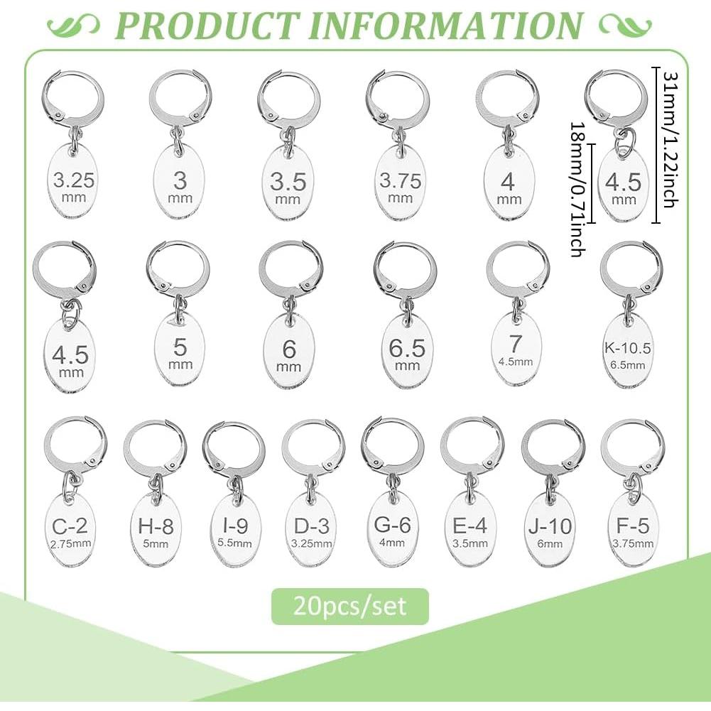 20 Marcadores de Puntos Ovalados BENECREAT con Broches de Acero Inoxidable