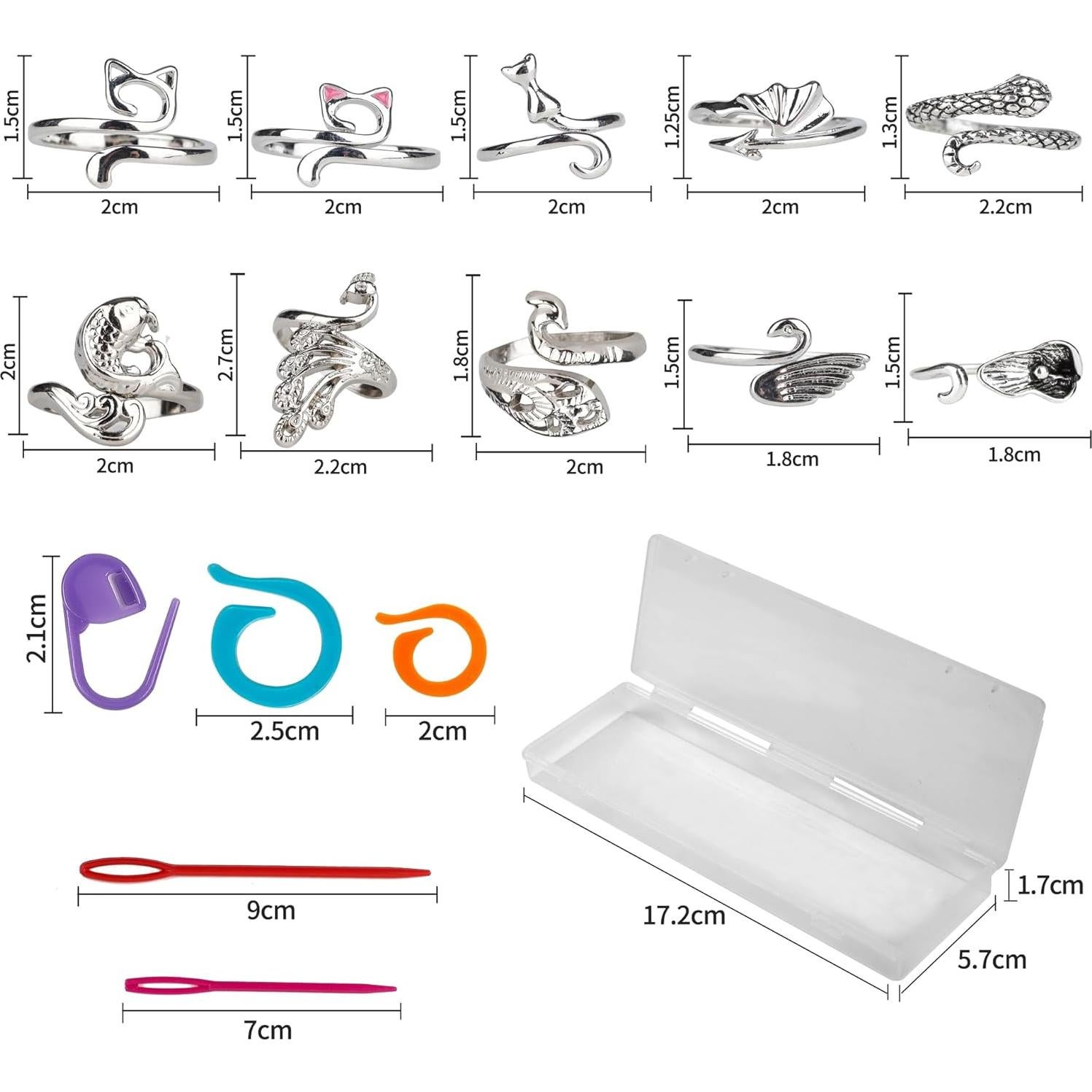 Kit de Crochet Varpotle: 10 Anillos Ajustables, 45 Marcadores y 6 Agujas