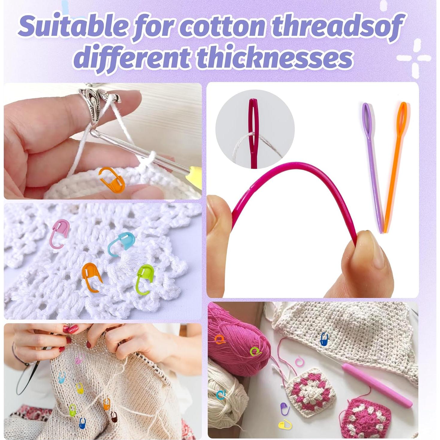 Kit de Crochet Varpotle: 10 Anillos Ajustables, 45 Marcadores y 6 Agujas