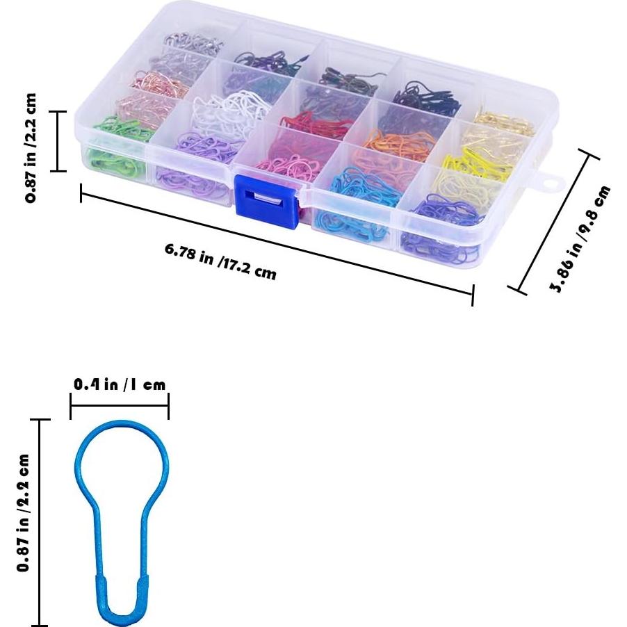 450 Alfileres de Seguridad Metálicos Multicolor 15 Colores 2.1cm
