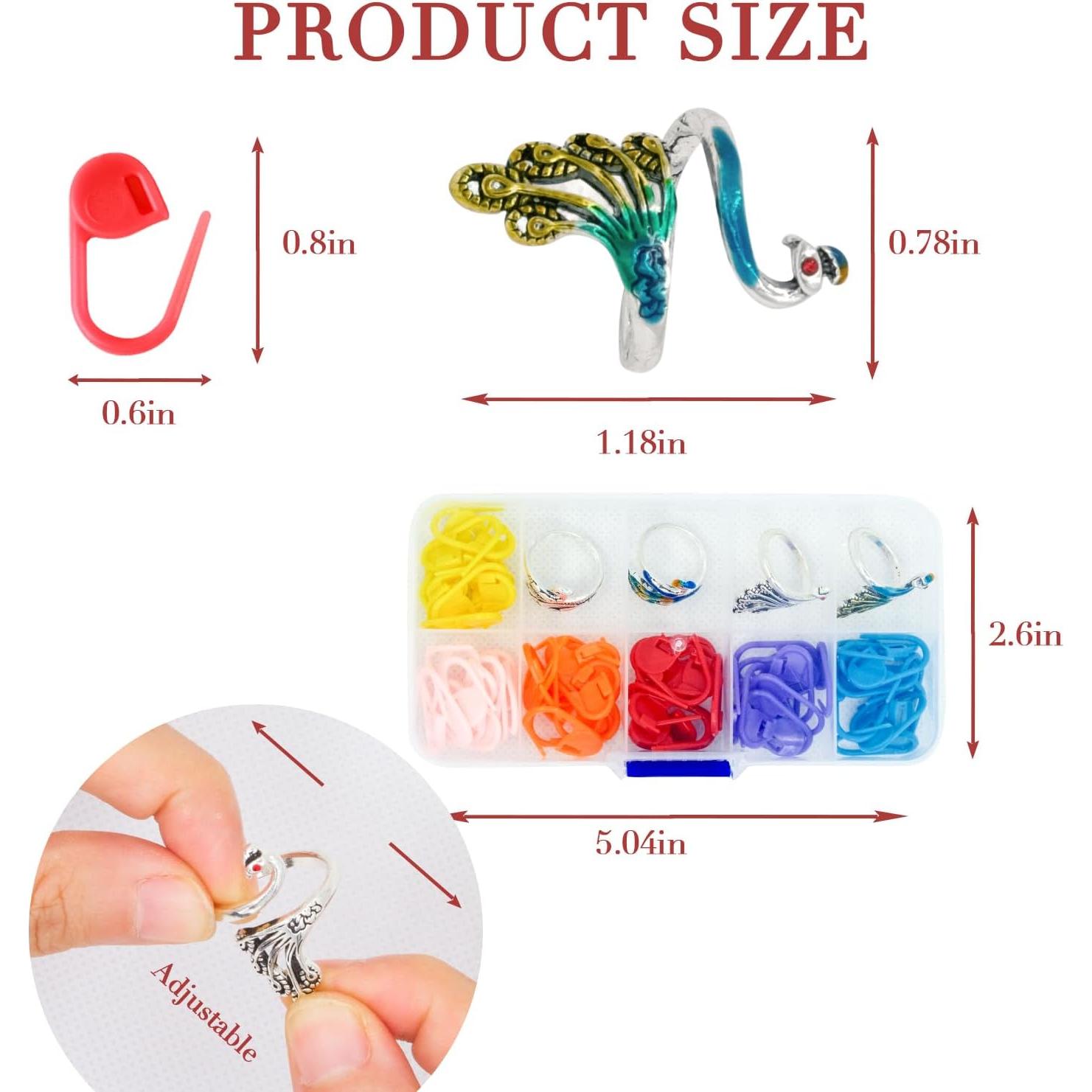 Kit de Anillos de Crochet LBU + 60 Marcadores Ajustables